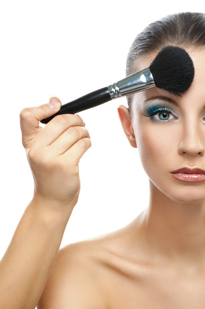 Makeup artist prepares forehead woman - Valokuva, kuva
