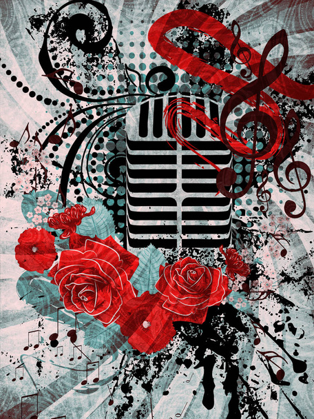 Microfone de música vintage
 - Foto, Imagem