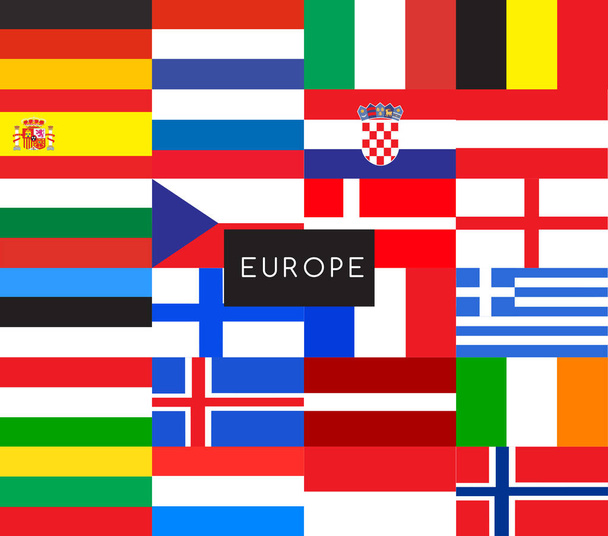 Európa: Zászlói a világ: vektoros illusztráció - Vektor, kép
