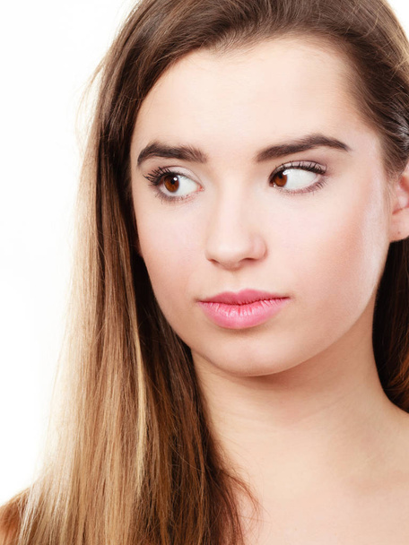 Closeup portrait of young teenager woman. - Fotografie, Obrázek
