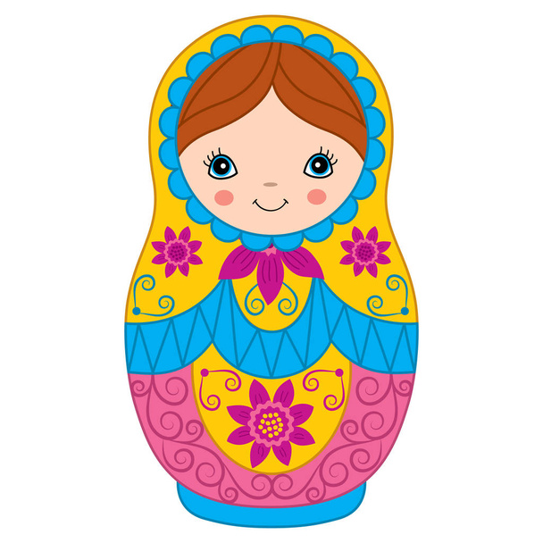 Vector Russian Traditional Matryoshka. Vector Russian Nesting Doll. Matreshka Clipart.  - Vetor, Imagem
