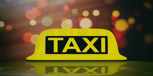 Taxi sign isolated on blur background. 3d illustration - Photo, Image