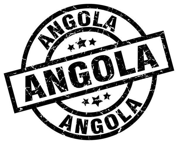 Angola black round grunge stamp - Vecteur, image