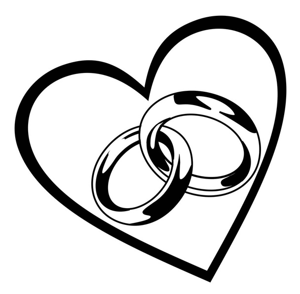 Anillo de boda en el corazón
 - Vector, Imagen