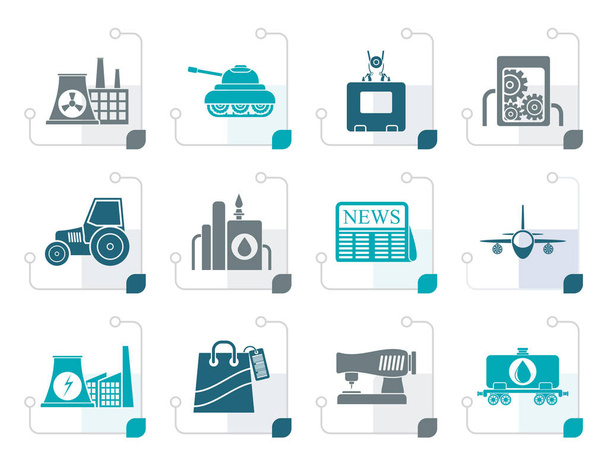 Stylized Business and industry icons - Vector, Image