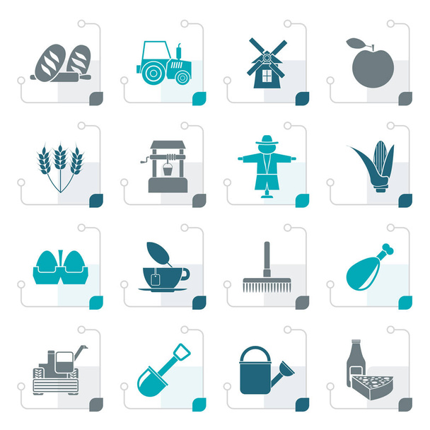 Stylized Agriculture and farming icons - Vector, Image