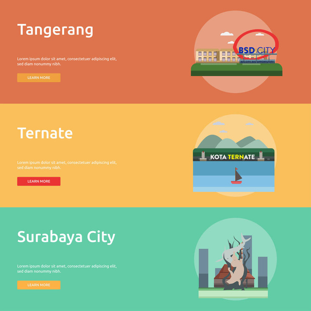 City of Indonesian Conceptual Banner Design - Vector, Image