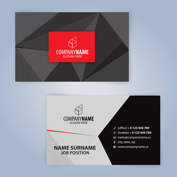 Business card template. Red and Black, Illustration Vector10 - Vector, Image