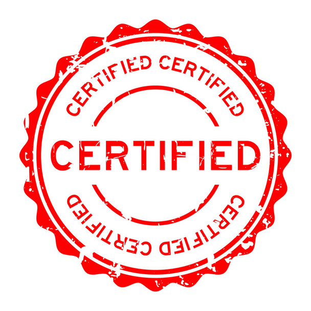 Selo de borracha redondo certificado vermelho Grunge no fundo branco
 - Vetor, Imagem