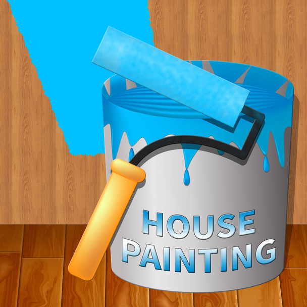 Casa Pintura Mostrando Inicio Pintor Ilustración 3d
 - Foto, Imagen