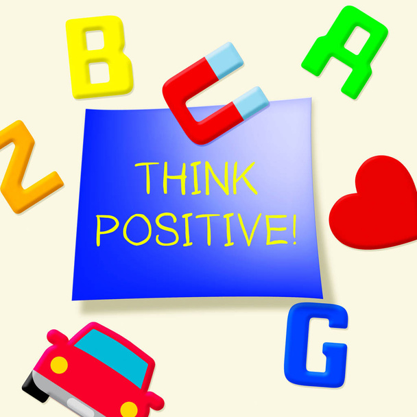 Pozitif iyimser düşünceler 3d gösterir düşünüyorum illüstrasyon - Fotoğraf, Görsel