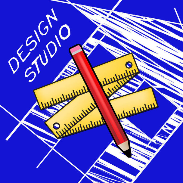 Design Studio Merkitys Designer Office 3d kuvitus
 - Valokuva, kuva