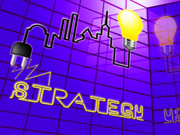 Strategy Lightbulb Indicates Planning Commerce 3d Illustration - Photo, Image