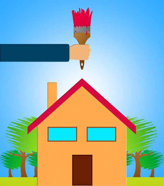Decoración del hogar muestra la pintura de la casa Ilustración 3d
 - Foto, Imagen