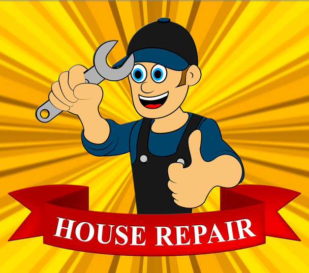 House Repair Man Displays Fixing House 3d Illustration - Photo, Image