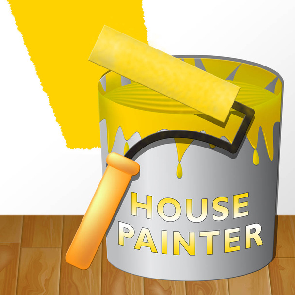 Casa Pintor Mostrando Inicio Pintura Ilustración 3d
 - Foto, imagen