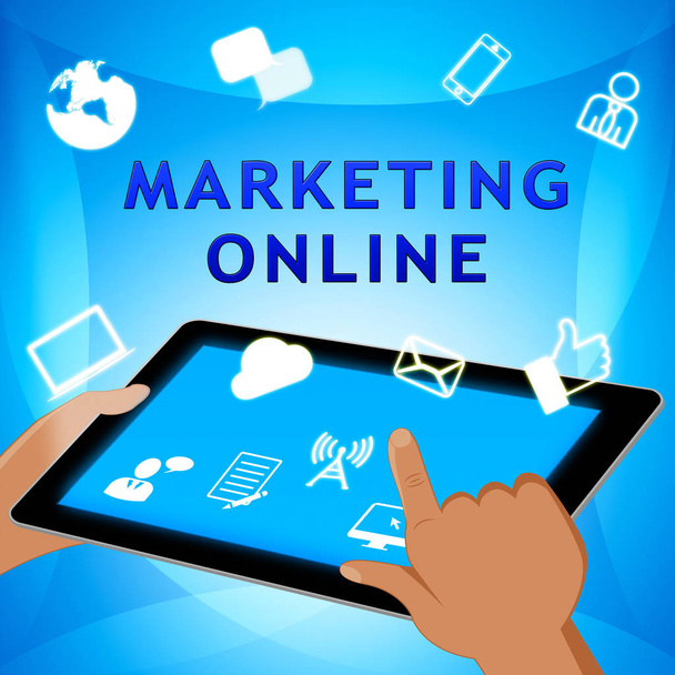 Marketingu Online wyświetlone rynku promocje ilustracja 3d - Zdjęcie, obraz