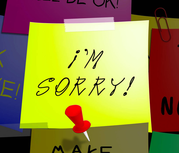 Üzgünüz not görüntüler pişmanlık ve özür 3d çizim - Fotoğraf, Görsel