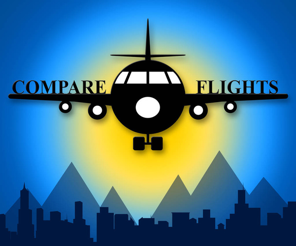 フライトを示す航空券を比較検索 3 d イラストレーション - 写真・画像