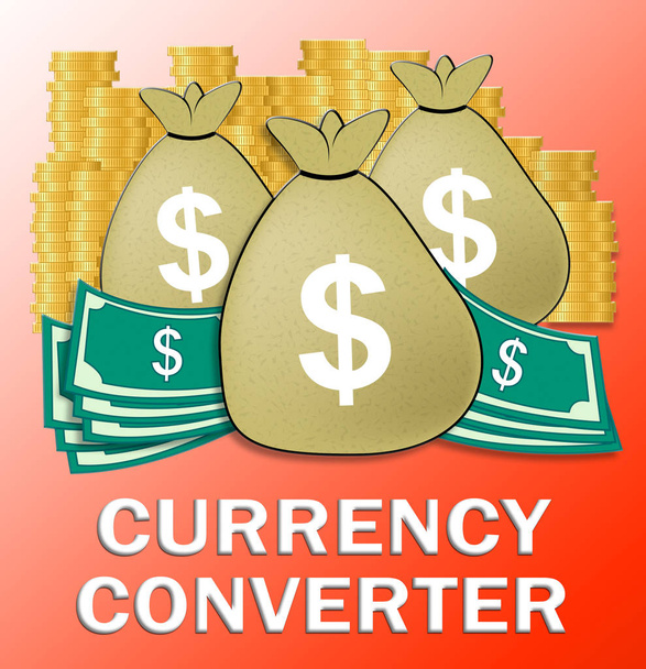 Převodník měny ukazuje peníze vyměňovat 3d obrázek - Fotografie, Obrázek