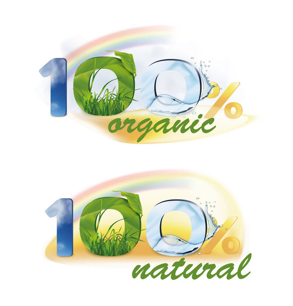 %100 organik. % 100 doğal. Vektör sllustration - Vektör, Görsel