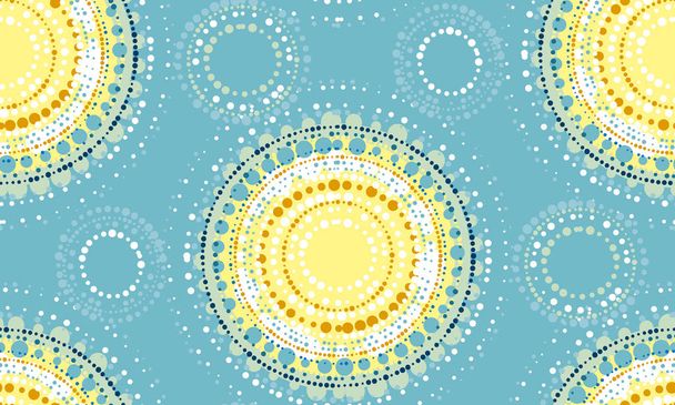 Abstract sunny seamless pattern in modern tribal style. Concept vivid vector illustration for surface design, poster, web and print, fabric, background, backdrop, cloth - Vector, imagen