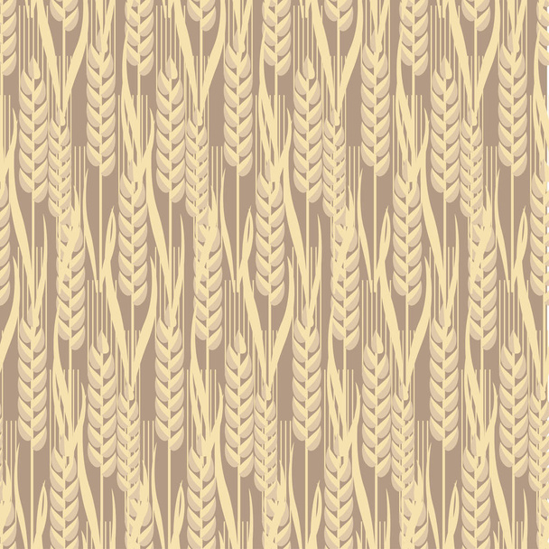 wheat golden grain seamless pattern vector illustration. graphic with decorative spike motif for surface design, wrapping paper, background, print - Vector, Image