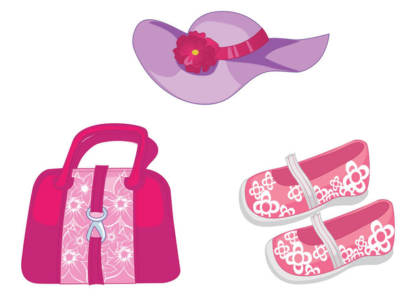 Set of lady s accessories, icons. Isolated objects - Vector, Image