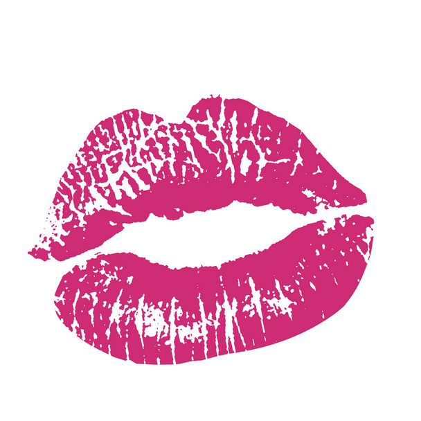 Print of pink lips. Illustration on white background. - Vector, Image