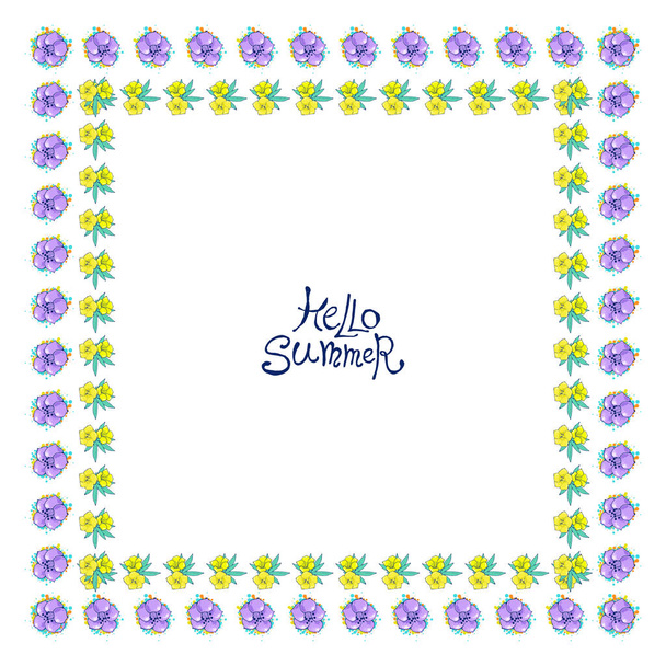 Square floral frame - Vector, afbeelding