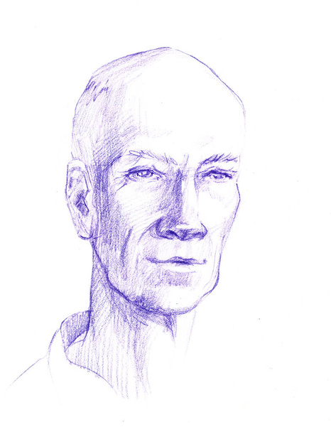 Desenho ilustração do rosto do homem. A cabeça de um adulto é pintada com um lápis. Daddys velho homem marido
 - Foto, Imagem