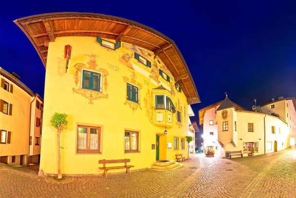 Town of Kastelruth (Castelrotto) street evening view - Photo, Image