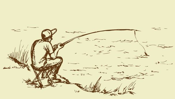 Vektoros rajz. Halász ember - Vektor, kép