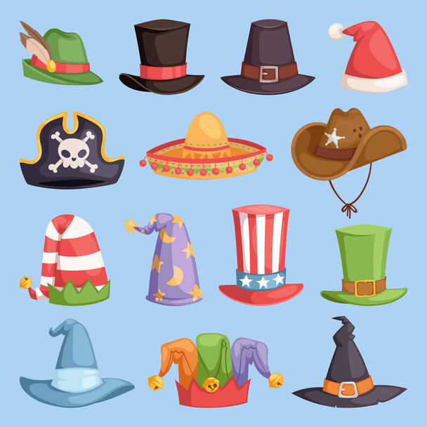 Diversi cappelli divertenti per feste e feste vettore mascherata
 - Vettoriali, immagini