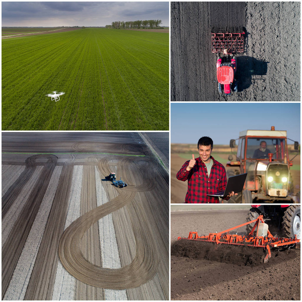 Κολάζ από γεωργικές εργασίες σουτ από drone - Φωτογραφία, εικόνα