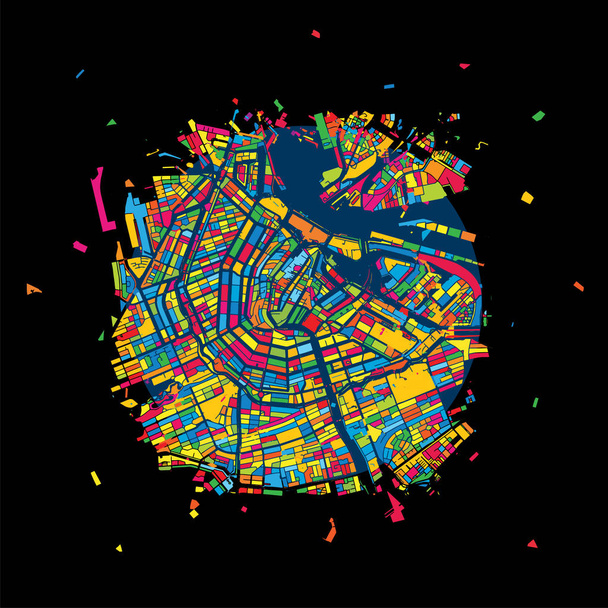 Amsterdam, Holanda, Mapa de Arte Colorida
 - Vetor, Imagem
