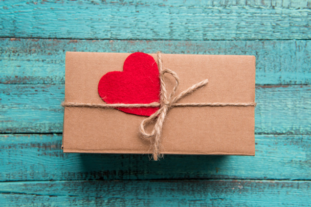 Gift box with red heart  - Photo, Image