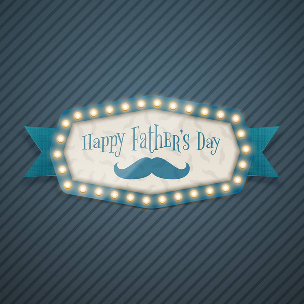 Happy Fathers Day Light Billboard with Ribbon - Vector, Imagen