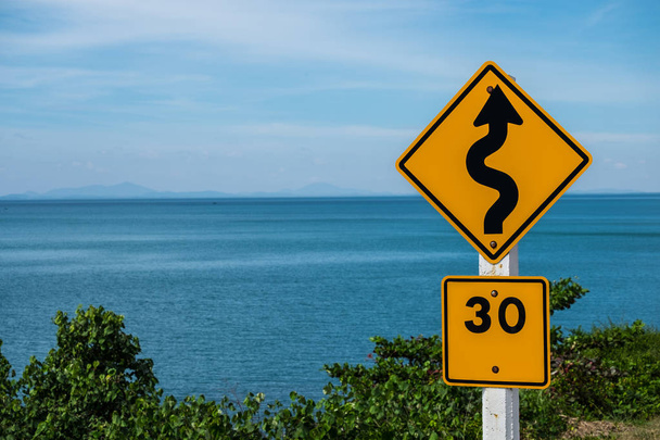 Traffic sign and sea background. - Photo, Image