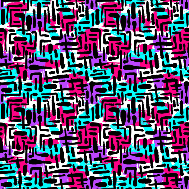 Seamless repeating textile ink brush strokes pattern in doodle g - Vector, Imagen