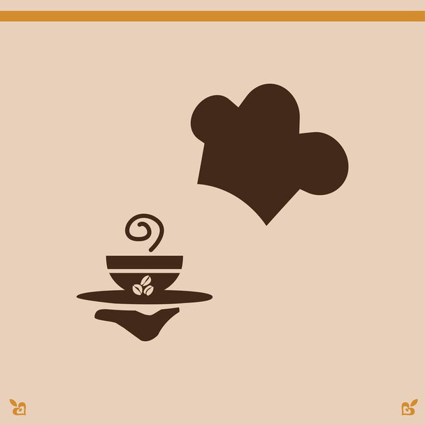 pincér, egy csésze kávé - Vektor, kép