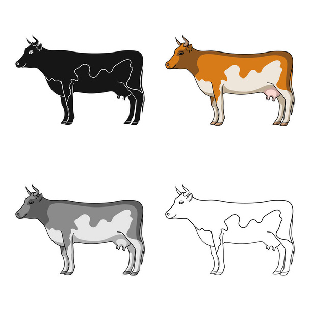 Karikatür tarzı vektör simge stok çizim web Cow.Animals tek simge. - Vektör, Görsel