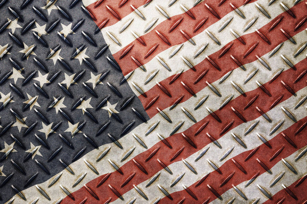 Grunge vintage American US flag over old metal - Φωτογραφία, εικόνα