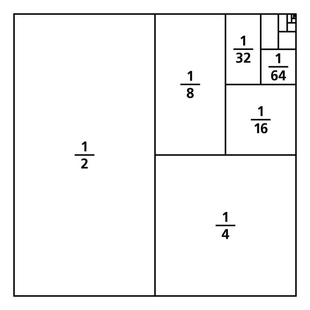 Unit fractions drawn as portions of a square - Vector, Image
