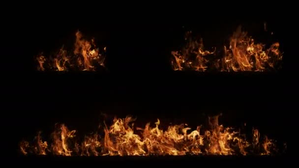 Τοίχος φωτιάς φωτιά σε αργή κίνηση με απρόσκοπτη βρόχο απομονωμένη, φωτιά κόλαση καύση, γυρίσματα με κάμερα υψηλής ταχύτητας, έντονο καύσιμο, ιδανικό για ψηφιακή σύνθεση.  - Πλάνα, βίντεο