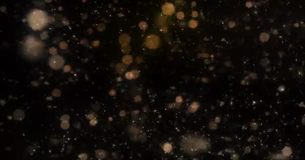 Motie achtergrond vallende intreepupil gouden bokeh lichten sneeuw lus 4k - Video