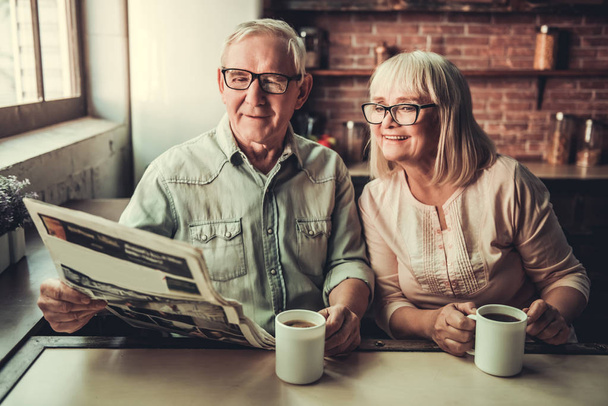 Senior couple in kitchen - Photo, Image