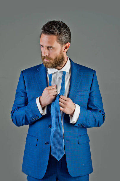 man, bearded handsome businessman in formal jacket, tie - Valokuva, kuva