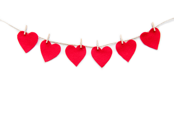 Piros szív papír vágott clothespins - Fotó, kép