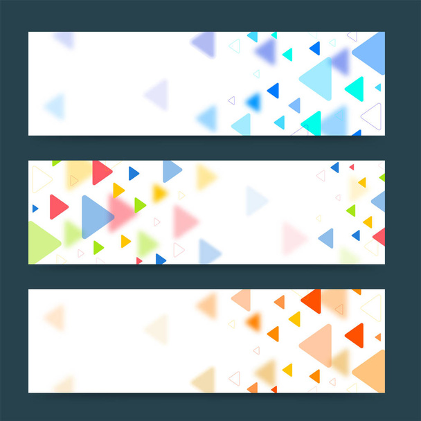 Colorful banners or headers with various triangles. Vector banne - Vector, Image